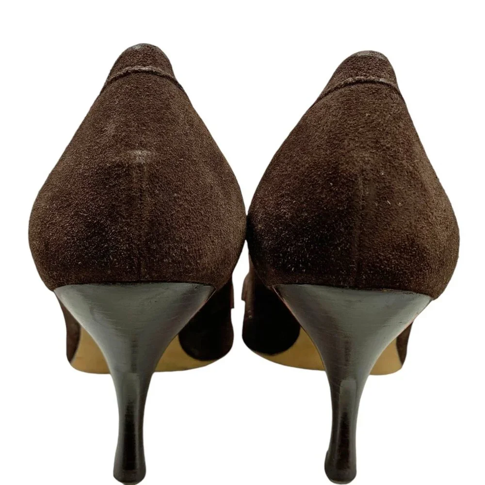 MICHAEL‎ KORS Italian Chocolate Suede Penny Loafer Pump Heels